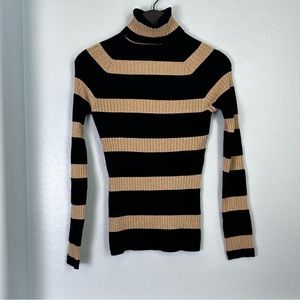 International Concepts INC Black & Gold Striped Turtleneck Sweater Medium NWT